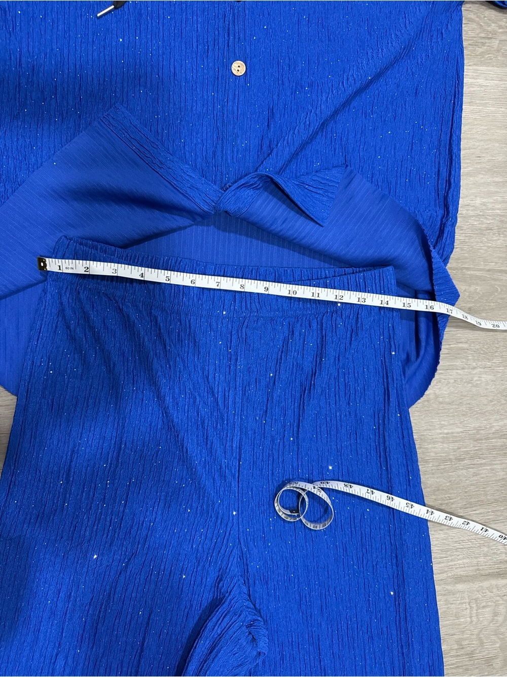 Wide-Leg Sparkle Pants in Cobalt Blue - Picture 8 of 9